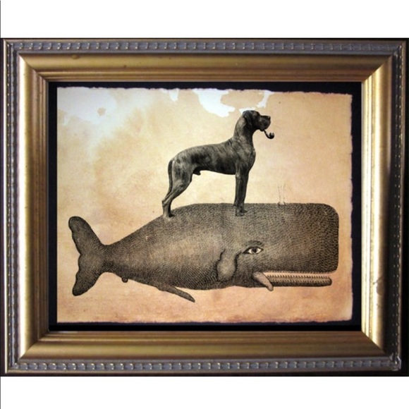 TeaStainedMadness Other - Brindle Great Dane on Whale Art Print Tea Stained